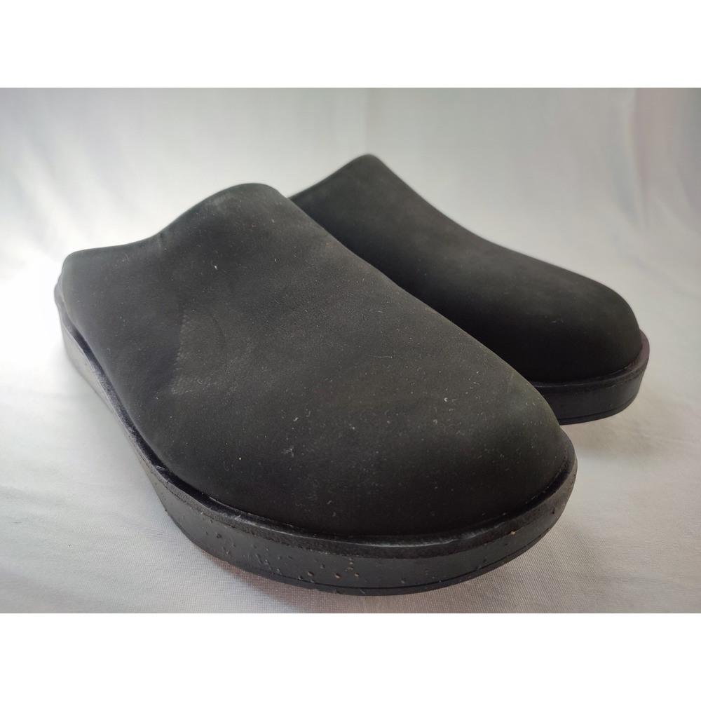 ABEO Pioneer Clog Black Nubuck Leather Slip On Platform Womens Size 8.5